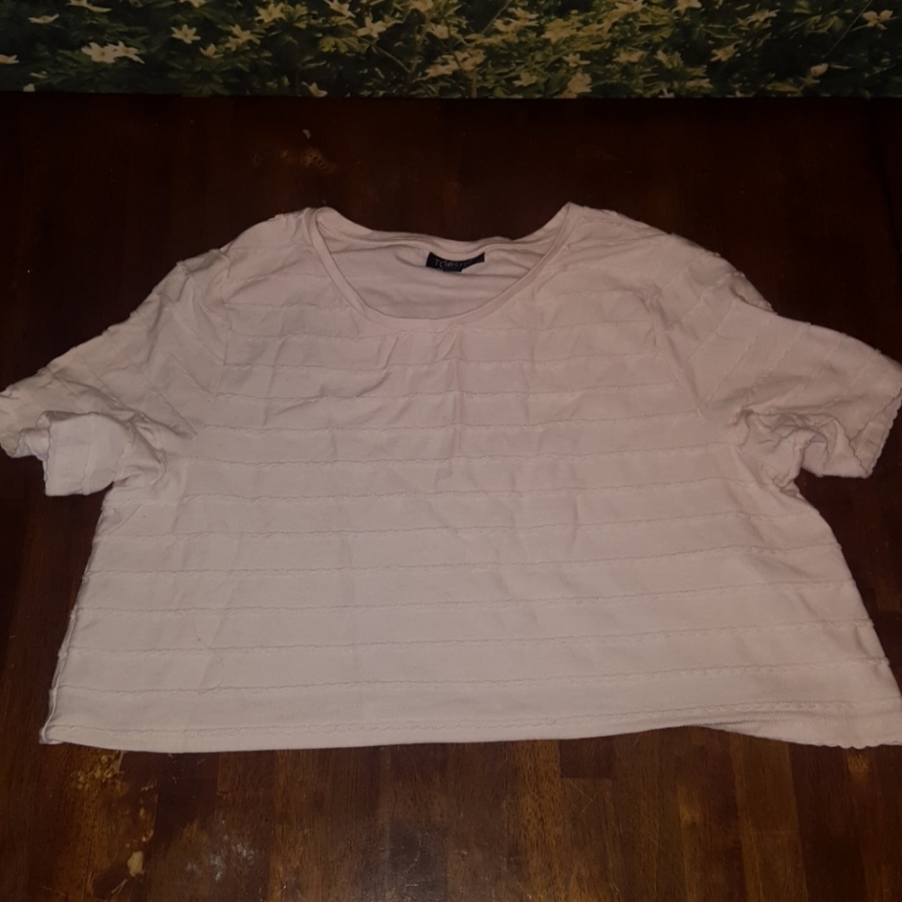 Light Baby Pink Scalloped Design Crop Top TOPSHOP